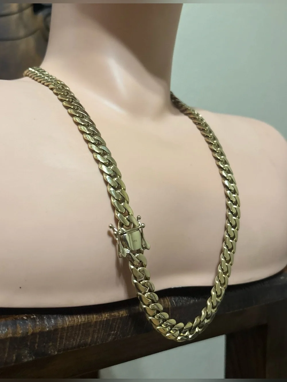 14k Cuban Gold Overlay Necklace Chain 24” long Cadena Oro Laminado Cubano eslabo